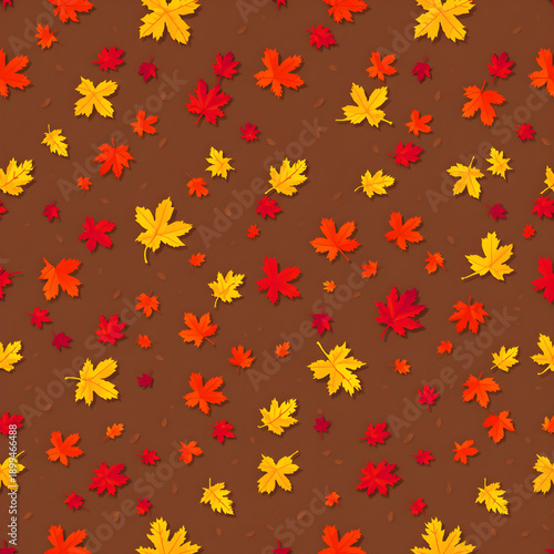 Seamless pixel art autumn leaf forest floor pattern