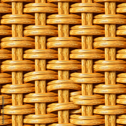 Realistic seamless woven wicker basket texture tile