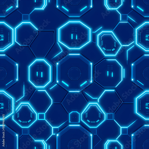 Seamless pixel art futuristic data center floor pattern