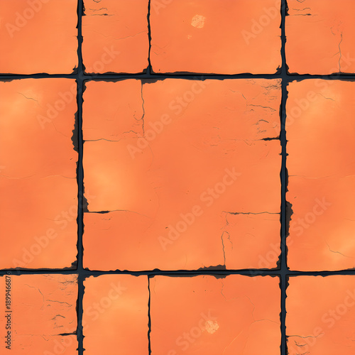 Realistic seamless weathered terracotta floor tile texture