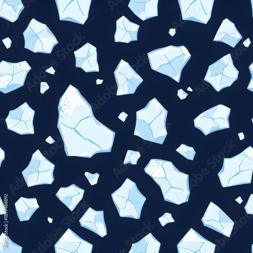Seamless pixel art arctic ice floe surface pattern