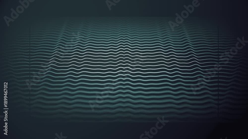 Abstract digital landscape background made of wavy lines. An atmospheric 4K animation of data flow in cool tones. This seamless loop is ideal for cybersecurity, IT, and science fiction themes