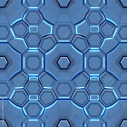 Seamless pixel art futuristic hexagonal floor panel pattern