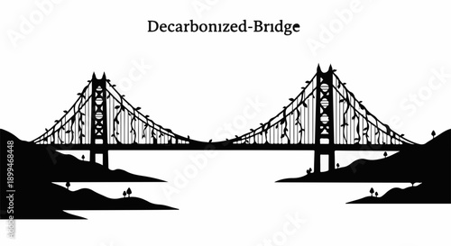 Iconic suspension bridge silhouette against a bright sky, symbolizing connection and progress.