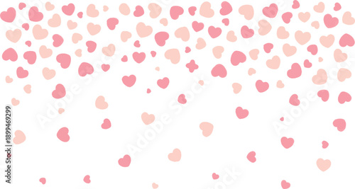 Pink Hearts Pattern in Soft Pastel Colors with White Background for Valentines Day Design