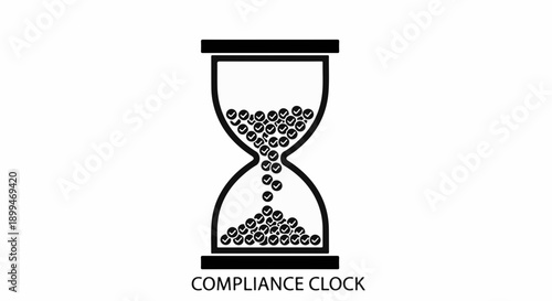 Hourglass timer with sand falling, symbolizing time passing and the concept of compliance or deadlines.