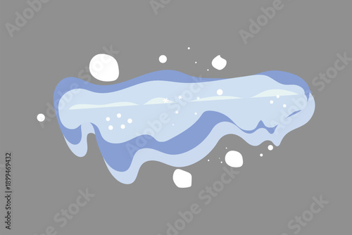 Winter snow caps and icicle drifts, icy vector borders with frozen decorative elements. Cartoon vector elements features snowy textures, fluffy snow piles, and frosty effects for winter