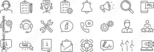 Customer service set of web icons in line style. Help and support. Support and service icons for web and mobile app.