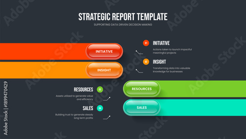 Financial Profile 4 Element Diagram Presentation Template. Creative Plan Four Option Infographic Slide Layout. Corporate Briefing Frame Design Vector Illustration.