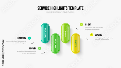 Creative Innovation 4 Step Diagram Frame Template. Advertising Introduction Four Option Infographic Slide Design. Marketing Performance Slideshow Layout Vector Illustration.