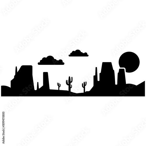 Desert vector icon. Mountain landscape Illustration sign. Mountains symbol or logo.