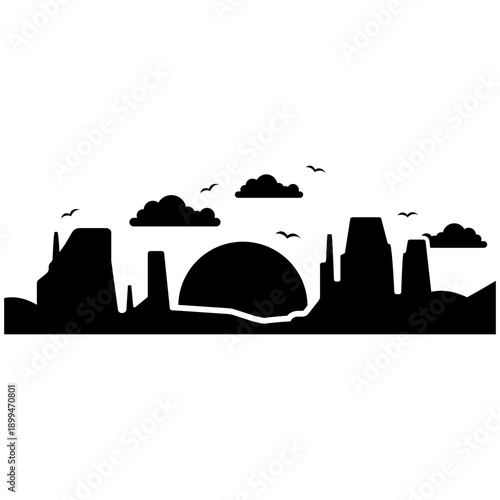 Desert vector icon. Mountain landscape Illustration sign. Mountains symbol or logo.