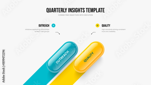 Company Plan Presentation Layout Vector Illustration. Visual Insight 2 Step Infographic Frame Design. Digital Portfolio Two Option Diagram Slideshow Template.