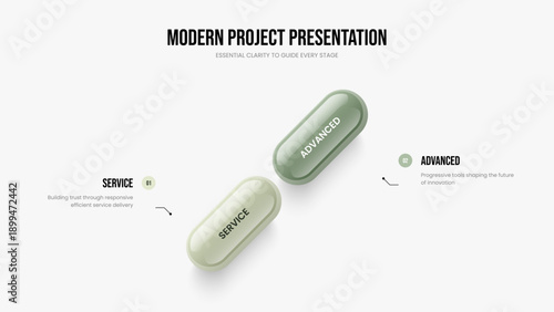 Market Performance Two Element Infographic Slideshow Layout. Modern Overview 2 Step Diagram Presentation Design. Financial Introduction Frame Template Vector Illustration.