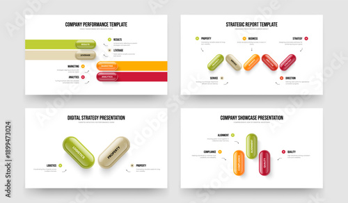 Professional Visualization 4 5 2 3 Option Diagram Presentation Template Set. Modern Plan Four Five Two Three Element Infographic Frame Design Vector Illustration Bundle.