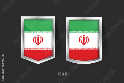 Vector Illustration of IRAN Label Logo. IRAN Badge Sign of IRAN With Flag, "Iranian Product Label Banners Template.