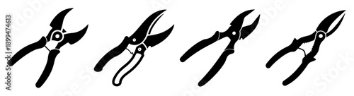 Set of black scissors icons isolated on white background for design cutting craft business vector illustration