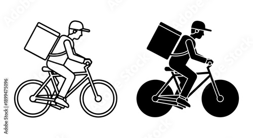 Delivery Cyclist Icon - Fast Bicycle Courier for Food and Package Delivery