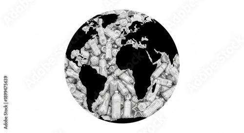 Aerial view of people around the world map illustration in a circular frame showcasing global unity