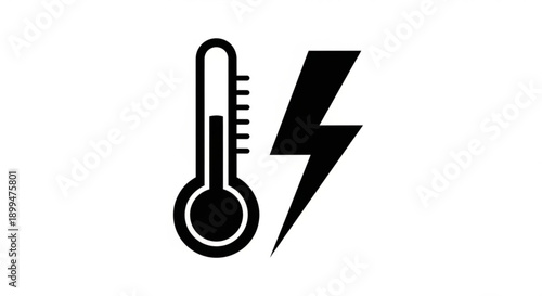 Illustration of thermometer and lightning bolt symbolizing extreme weather conditions