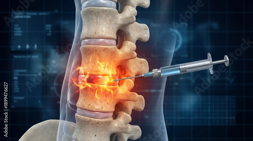 Medical professional administering spinal injection for back pain relief