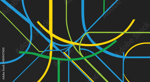 Vibrant intersecting lines creating a dynamic abstract network pattern technology data communication flow modern design art