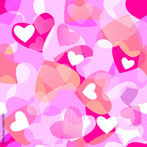seamless background with hearts . Hand drawn. Not AI, vector illustration.