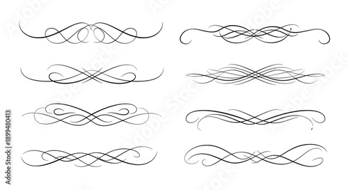 Elegant ornamental dividers collection in linear style for design projects