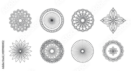 Intricate geometric mandala set with decorative ornamental patterns