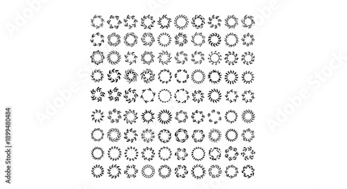 Abstract circular pattern collection with over 100 unique rotating designs