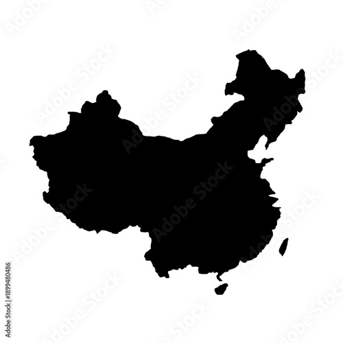 China Map Black Silhouette – Editable Layered EPS | China Silhouette Vector