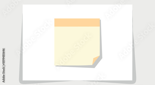 Minimalist sticky note with shadow on light background