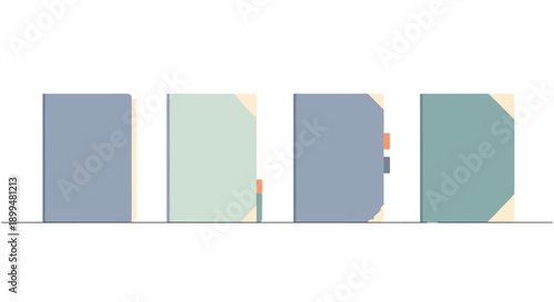 Minimalist notebooks collection in pastel tones on white background