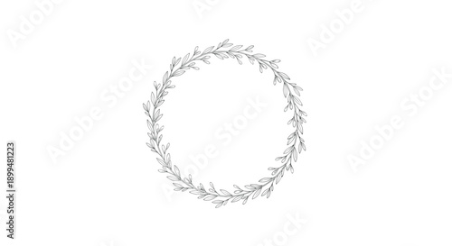 Elegant botanical wreath design with delicate leaves in linear style