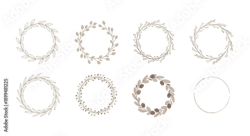 Elegant botanical wreaths collection featuring minimalist linear floral designs