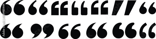 Set of quote mark. Quotes icon vector set. Quotemarks outline, speech marks, inverted commas or talking marks collection. Talk bubble speech icon. Black quotes icon. Vector illustration