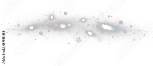 Canvas Print Abstract starry light sparkle with glowing flares bokeh dust and cosmic shine ve