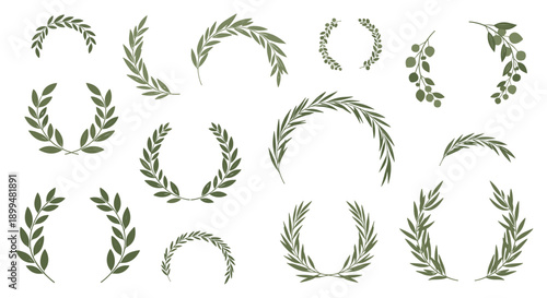 Olive wreath collection in flat design for natural themed crafts and decorations