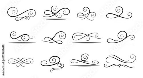 Elegant swirl and flourish ornament set for decorative design projects