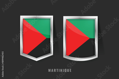 Vector Illustration of MARTINIQUE Label Logo. MARTINIQUE Badge Sign MARTINIQUE With Flag, Martinican Product Label Banners Template.
