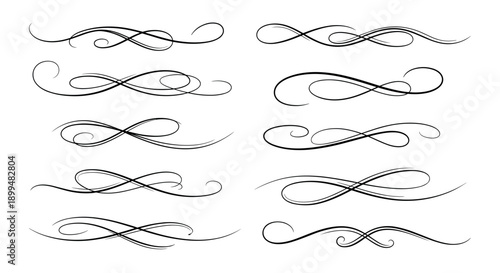 Elegant calligraphic swirl dividers for invitations and decorations