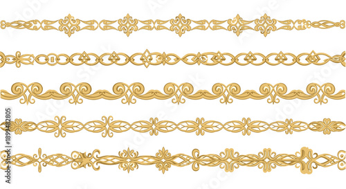 Elegant gold decorative borders in ornate design for luxurious projects