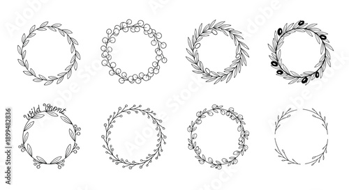 Elegant botanical wreaths collection for floral designs and invitations