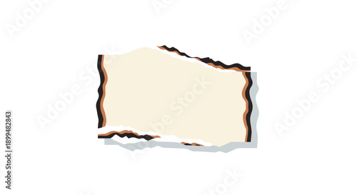 Torn paper edge design with shadow on white background