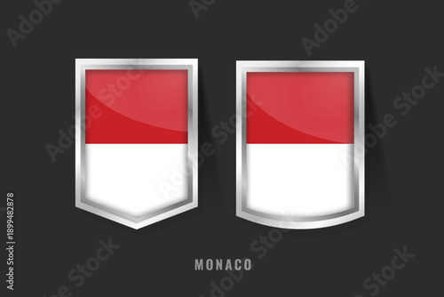 Vector Illustration of MONACO Label Logo. MONACO Badge Sign MONACO With Flag, Monacan Product Label Banners Template.