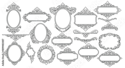 Elegant ornamental frames: vintage decorative borders and filigree patterns for design projects
