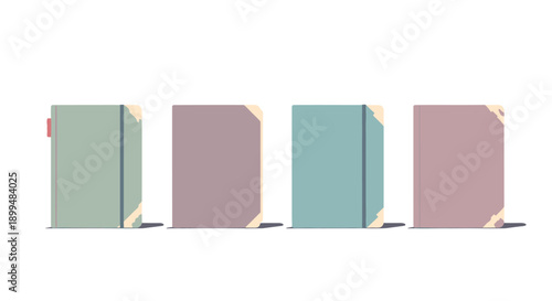 Set of colorful minimalist blank notebooks in modern pastel tones