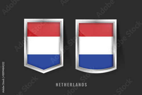 Vector Illustration of NETHERLANDS Label Logo. NETHERLANDS Badge Sign NETHERLANDS With Flag,Dutch Product Label Banners Template.