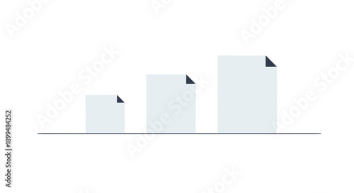 Minimalist paper document growth chart with three columns in flat design