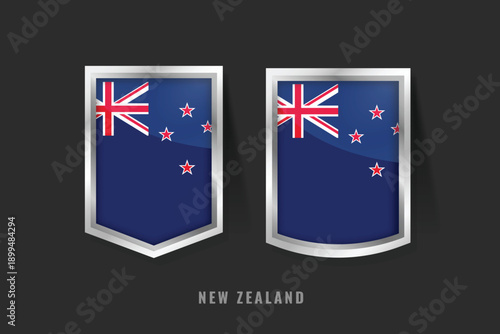 Vector Illustration of NEW ZEALAND Label Logo. NEW ZEALAND Badge Sign NEW ZEALAND With Flag, New Zealander Product Label Banners Template.